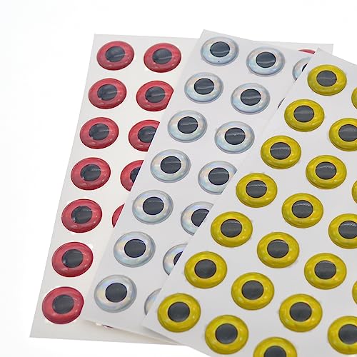 Round 3D Simulation Laser Fishing Lure Eyes - 900pcs Big Size, Self Adhesive