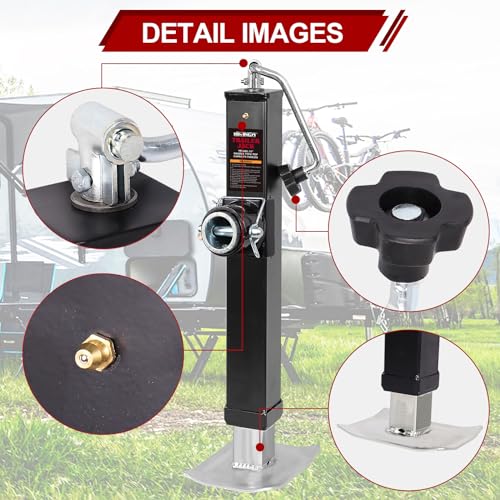 15" 7000lb Weld-On Drop Leg Swivel Trailer Jack - Square Pipe Mount, Corrosion-Resistant Black E-Coat Finish