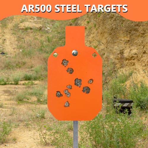 Neon Orange 12x20 Inch AR500 Steel Shooting Target - Silhouette Gong for Pistol & Rifle Training