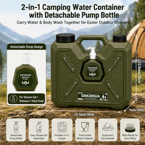 GRKDNSIA Green Portable Camping Shower with Heater, Solar Panel & Water Jug