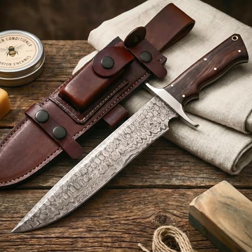 Patriot Handmade Damascus Long Hunting Knife 14-Inch Full Tang Survival Camp