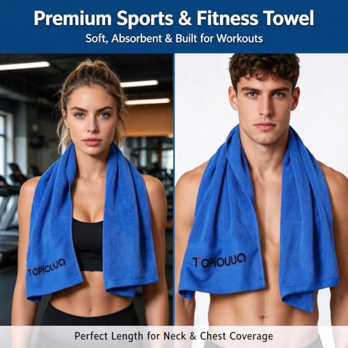 Cotton Sweat Absorbing Gym Towels 43.5 Inch Double-Sided Terry Cloth 2 Pack