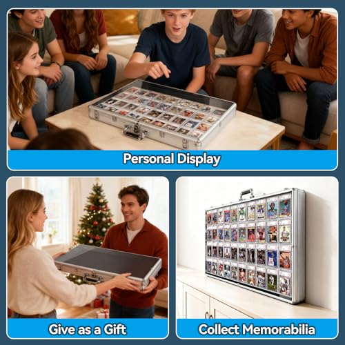 Large Acrylic & Aluminum Display Case for Trading Cards, Collectibles & Jewelry