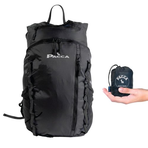 Pacca Onda 20L Packable Lightweight Foldable Backpack for Travel, Camping, Outdoor, Hiking Pocket Backpack (Black)