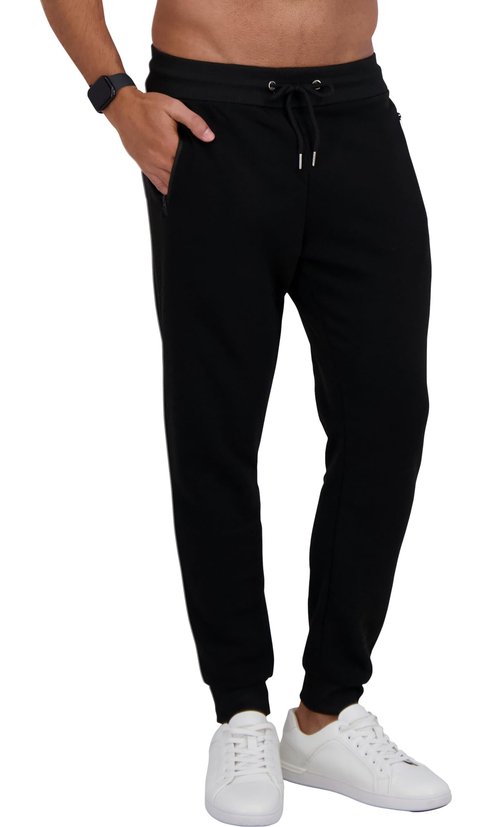 CROWN VOGUE Fleece Mens Joggers with Pockets, Mens Sweatpants, Workout Sweats for Men - Black - Large