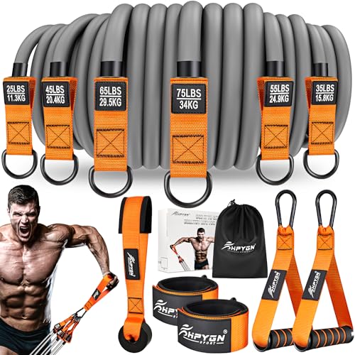 Orange 420LBS Heavy Resistance Bands Set with Handles for Intense Workout