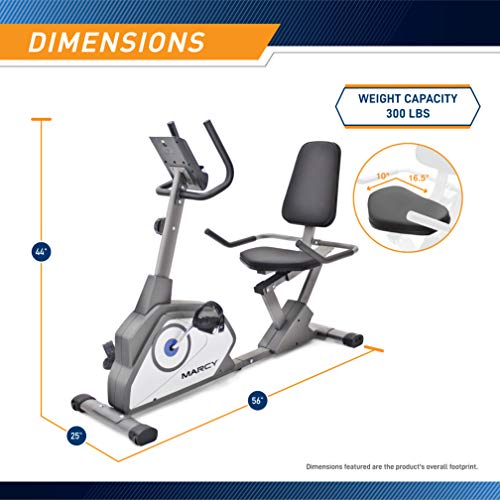 Marcy Grey Magnetic Recumbent Exercise Bike with 8 Resistance Levels