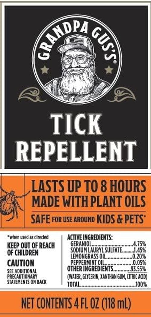 Grandpa Gus's Natural Tick & Mosquito Repellent Spray - DEET-Free, Plant-Based, 4 oz | Safe for Kids, 2 Pack