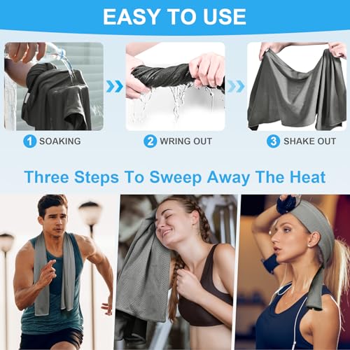 6 Pack Cooling Towels for Neck and Face - Blue, Orange, Green, Purple, Blue, Gray