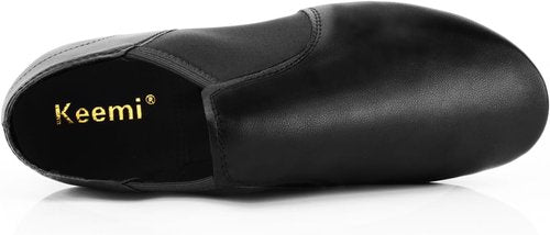 Keemi Black Jazz Shoes - Leather Non-Slip Dance Shoes for Girls & Boys | Unisex Kids Sizes
