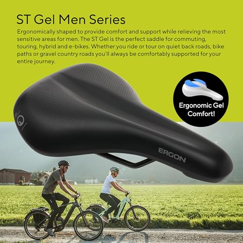 Ergon Men's ST Gel Bicycle Saddle Medium/Large Black - Touring & E-Bike Comfort