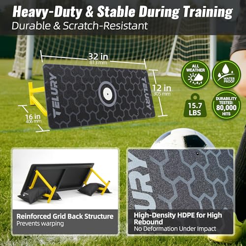32" x 12" Soccer Rebounder Board with Adjustable Angles - Portable Training Aid