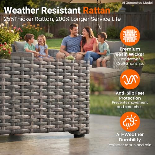 Wisteria Lane Light Blue Outdoor Wicker Patio Furniture Set - 4 Piece All Weather