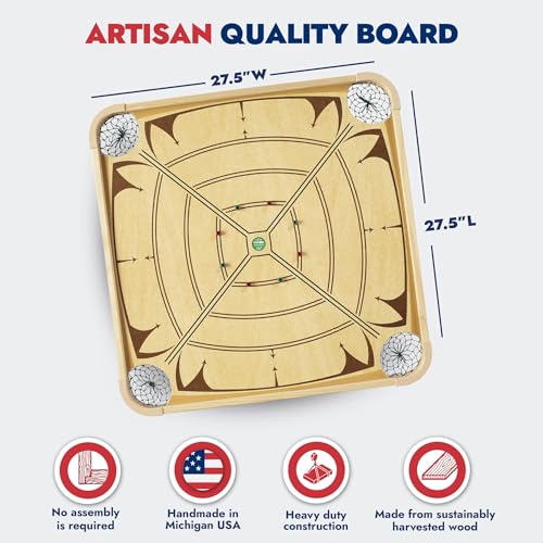 Carrom Board Game Set - Large Family Game Table with 85+ Games, Durable Wood Frame