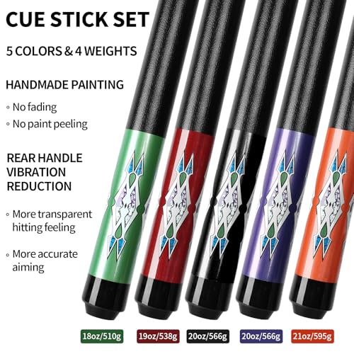 LOTKEY 4-Piece Pool Cues Set 58 Inch Canadian Maple Billiard Sticks for Adults