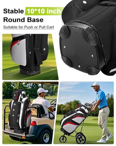 Vancropak Golf Cart Bag with 15-Way Divider Top - Black-Red-White