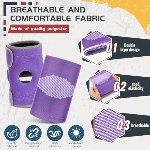 Kids Knee Brace Set - Purple Medium Youth Compression Supports