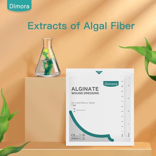 Dimora Calcium Alginate Wound Dressing - Soft, Highly Absorbent 4'' x 4'' Sterile Pads | 10 Non-Stick Gauze Patches