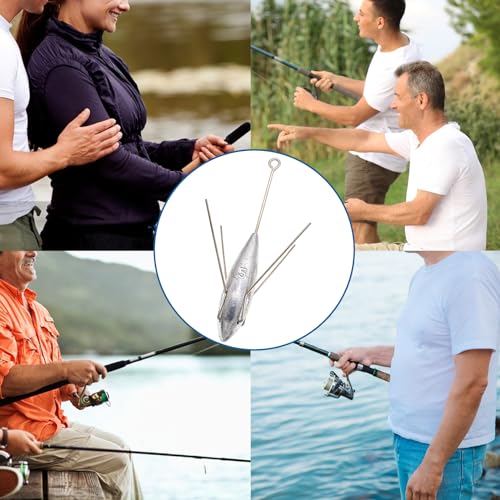 Silver 4oz 3-Piece Sputnik Sinker Long Tail Fishing Weights - Saltwater Surf Casting