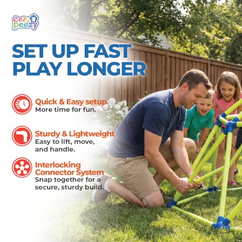 Eezy Peezy Climber with Top - Indoor Outdoor Play Set for Kids Ages 3-6, Green and Blue