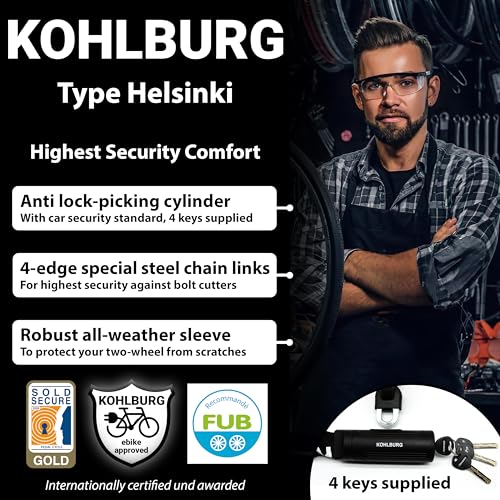 Heavy Duty Bike & Motorcycle Chain Lock 4ft Long, Sold Secure Gold