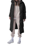 Tankaneo Women's Long Quilted Puffer Jacket Zip Up Baggy Down Winter Coats Outerwear with Pockets