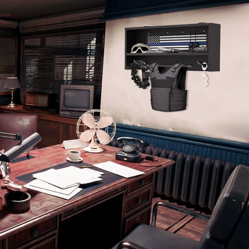 Neoaider Wall Mounted Police Gear Rack – Heavy Duty Metal Organizer for Uniforms & Equipment