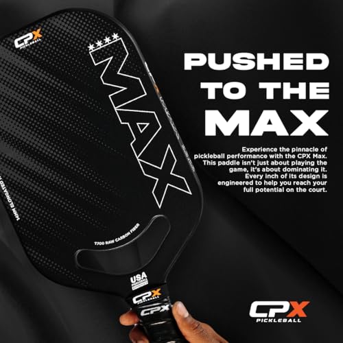 CPX MAX Raw Carbon Fiber T700 Pickleball Paddle - Diamond White, Elongated 16.52"