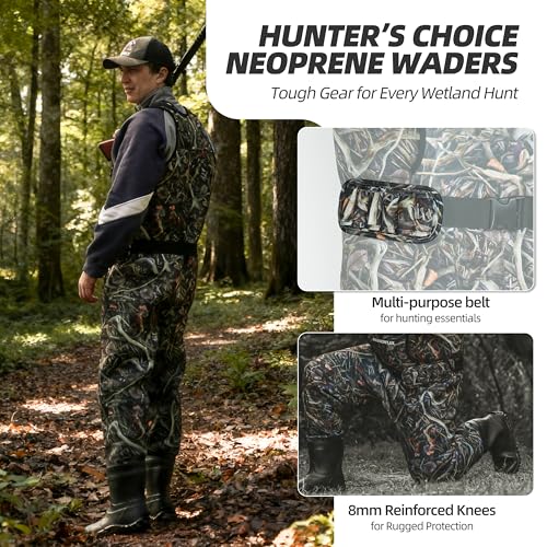 4mm Neoprene Chest Waders with Boots for Men - Waterproof Camo Fishing Gear M8/W9