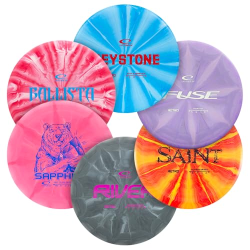 Latitude 64 Retro Burst Disc Golf Set 6-Pack - Beginner Friendly, Includes Keystone, Fuse, River & More