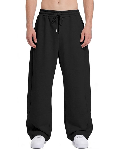 ANNERUN Men's Sweatpants Loose Fit Joggers Pockets Drawstring Heavyweight Fleece Athletic Pants for Men,Black,L