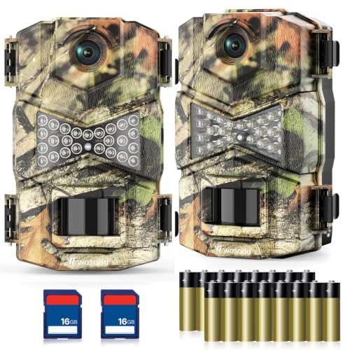 WOSODA Camouflage Trail Camera 2 Pack 48MP Night Vision Waterproof HD Wildlife Monitor