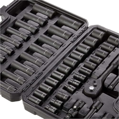 Amazon Basics 46-Piece 3/8-Inch Drive Socket Set with Storage Case, 13.1 x 9.7 x 3 in