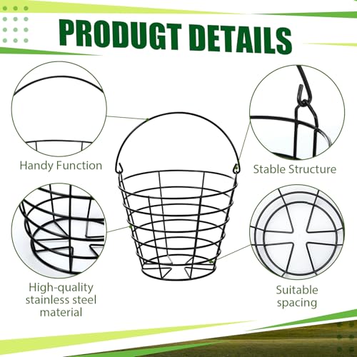 Golf Ball Basket with Handle - Stainless Steel Storage Container for 50 Balls, Black, Variation of 20