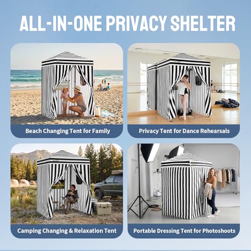 CROWN SHADES 5x5 ft Pop Up Changing Tent Portable Privacy Shelter Black/White