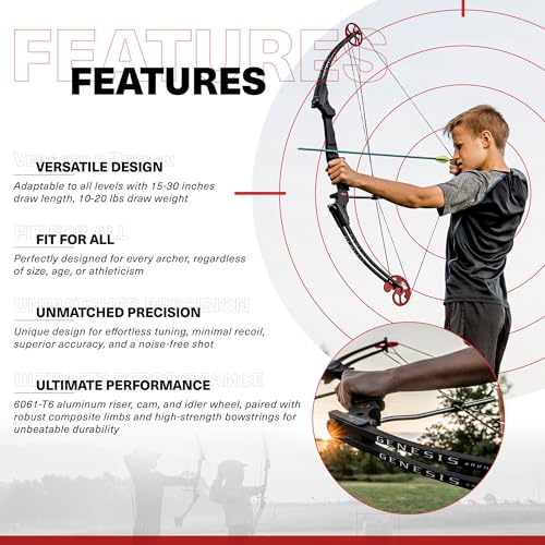 Genesis Archery Lightweight Compound Bow for Right Hand Black, 15-30" Draw