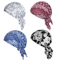 4pcs Pre-Tied Chemo Head Scarf Beanie Cap - Sleep Turban Headwear for Women, Blue Variation