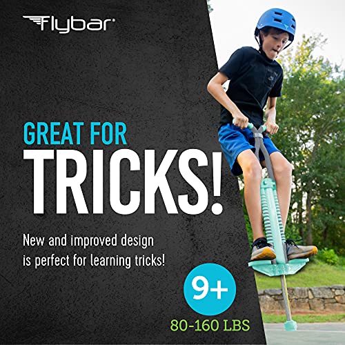 Flybar Master Pogo Stick for Kids Ages 9+ Gray/Sea - Outdoor Exercise Toy, Non-Slip Foot Pegs, No Assembly