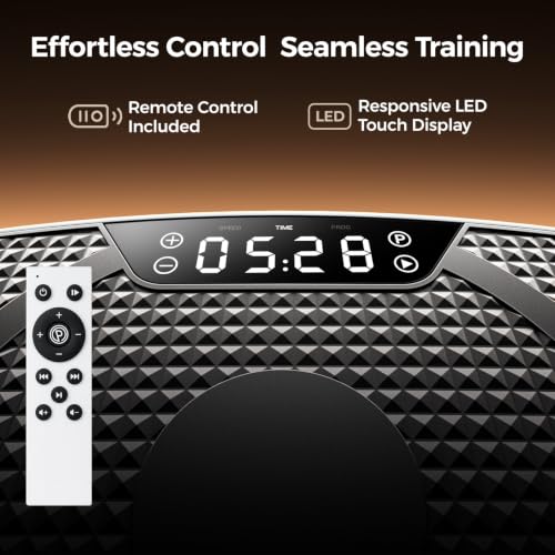 UMAY Black Curved Vibration Plate Exercise Machine with 120 Speeds & Bluetooth