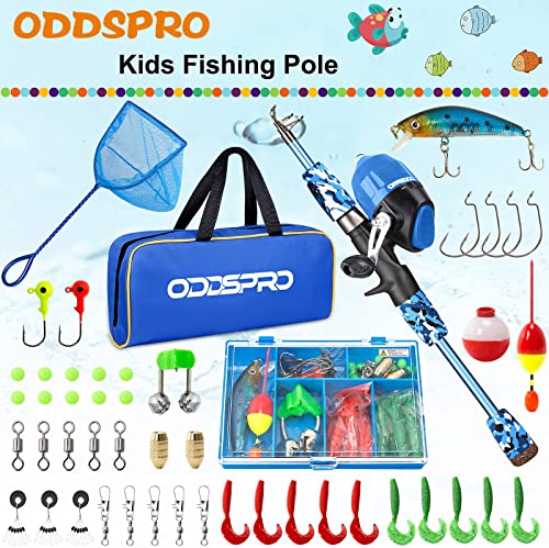 Kids Telescopic Fishing Pole and Reel Combo Set - Pink & Blue Variations