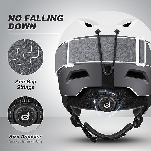 Odoland Ski Helmet & Goggles Set Arctic White L (60-61cm) – Snow Sports Safety Gear for Adults & Youth