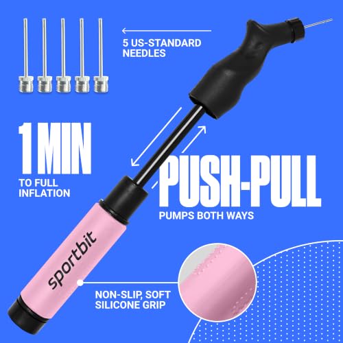 SPORTBIT Pink Ball Pump for Sports Balls Push & Pull Inflator
