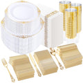 Gold Plastic Dinnerware Set for Weddings and Parties - 700PCS