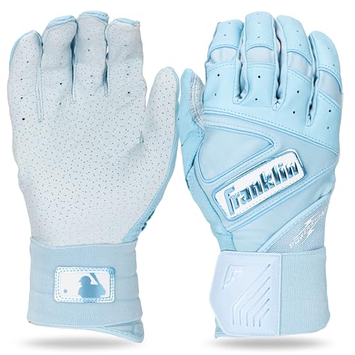 Carolina Blue Adult Medium Batting Gloves with Powerstrap - Baseball & Softball