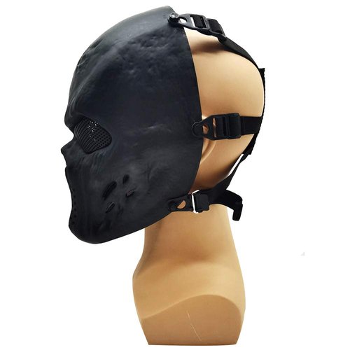 Fanjin Tactical Mask Skull Full Face Masks, Airsoft Mask, for Halloween Cosplay Party CS Survival Games Shooting (Black)