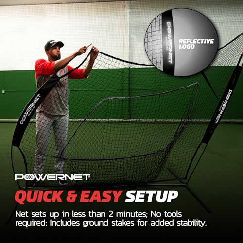 PowerNet 7x7 Black Baseball & Softball Practice Net with Adjustable Tee