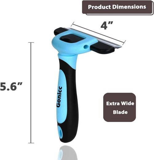 Gonicc Professional Pet De-Shedding Comb Tool - Ergonomic Design | Blue Color