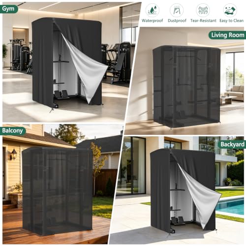 AKEfit Strength Training Cover 69"L x 47"W x 84"H Waterproof Dustproof Gym Rack Cover Black