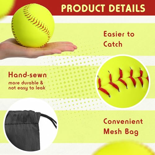 20 Softball Practice Balls with Mesh Bag - 12 Inch Training Softballs for Sports