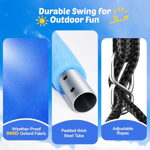 Blue 40-Inch Saucer Swing with Heavy Duty Stand - Supports 440lbs